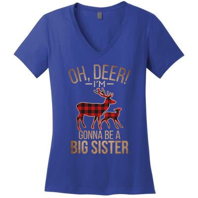Oh Deer IM Gonna Be A Big Sister Christmas Great Gift Women's V-Neck T-Shirt