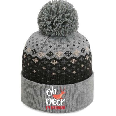 Oh Deer IM Pregnant Christmas Pregnancy Announcet Mom Gift The Baniff Cuffed Pom Beanie