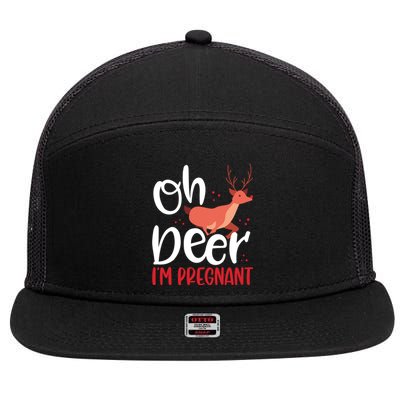 Oh Deer IM Pregnant Christmas Pregnancy Announcet Mom Gift 7 Panel Mesh Trucker Snapback Hat