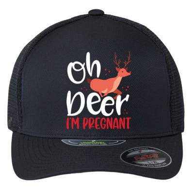 Oh Deer IM Pregnant Christmas Pregnancy Announcet Mom Gift Flexfit Unipanel Trucker Cap