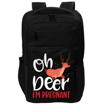 Oh Deer IM Pregnant Christmas Pregnancy Announcet Mom Gift Impact Tech Backpack