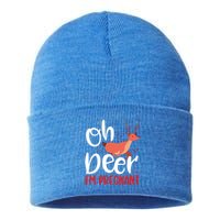 Oh Deer IM Pregnant Christmas Pregnancy Announcet Mom Gift Sustainable Knit Beanie