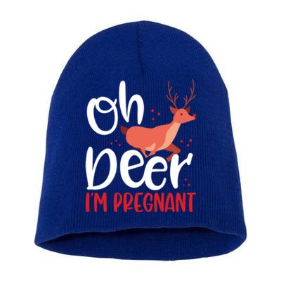 Oh Deer IM Pregnant Christmas Pregnancy Announcet Mom Gift Short Acrylic Beanie