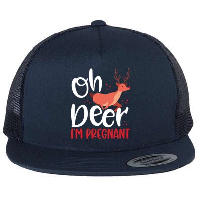 Oh Deer IM Pregnant Christmas Pregnancy Announcet Mom Gift Flat Bill Trucker Hat