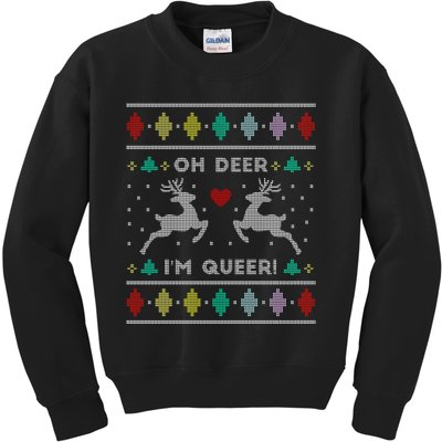 Oh Deer I Am Queer Ugly Lgbtq Pride Lesbian Gay Kids Sweatshirt