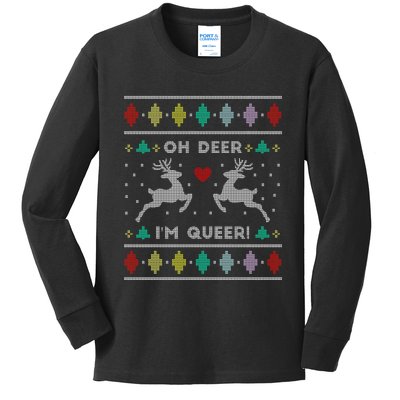 Oh Deer I Am Queer Ugly Lgbtq Pride Lesbian Gay Kids Long Sleeve Shirt