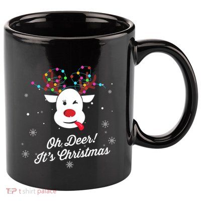 Oh Deer! ItS Christmas Cute Reindeer Couple Matching Gift 11oz C Handle Ceramic Mug