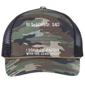 OldSchool Dad I don't coparent with the government Retro Rope Trucker Hat Cap