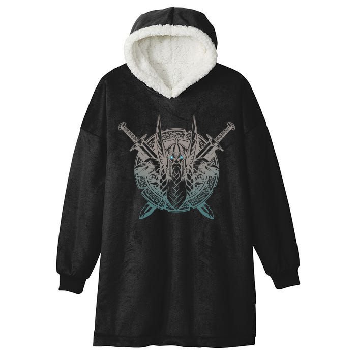 Odin Emblem Norse Mythology Valkyrie Hooded Wearable Blanket