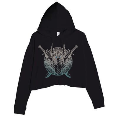 Odin Emblem Norse Mythology Valkyrie Crop Fleece Hoodie