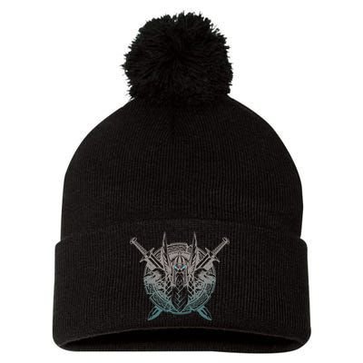 Odin Emblem Norse Mythology Valkyrie Pom Pom 12in Knit Beanie