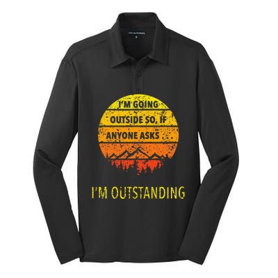 Outdoor Dad Joke Pun I'm Outstanding father's day Silk Touch Performance Long Sleeve Polo