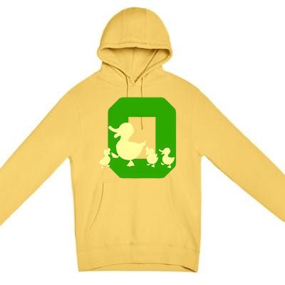 Oregon Duck Letter O Funny Oregon Yellow Duck Premium Pullover Hoodie