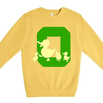 Oregon Duck Letter O Funny Oregon Yellow Duck Premium Crewneck Sweatshirt