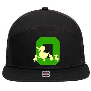 Oregon Duck Letter O Funny Oregon Yellow Duck 7 Panel Mesh Trucker Snapback Hat