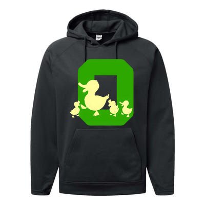 Oregon Duck Letter O Funny Oregon Yellow Duck Performance Fleece Hoodie