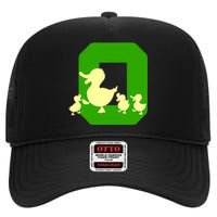 Oregon Duck Letter O Funny Oregon Yellow Duck High Crown Mesh Back Trucker Hat