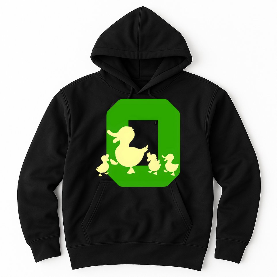Oregon Duck Letter O Funny Oregon Yellow Duck Hoodie