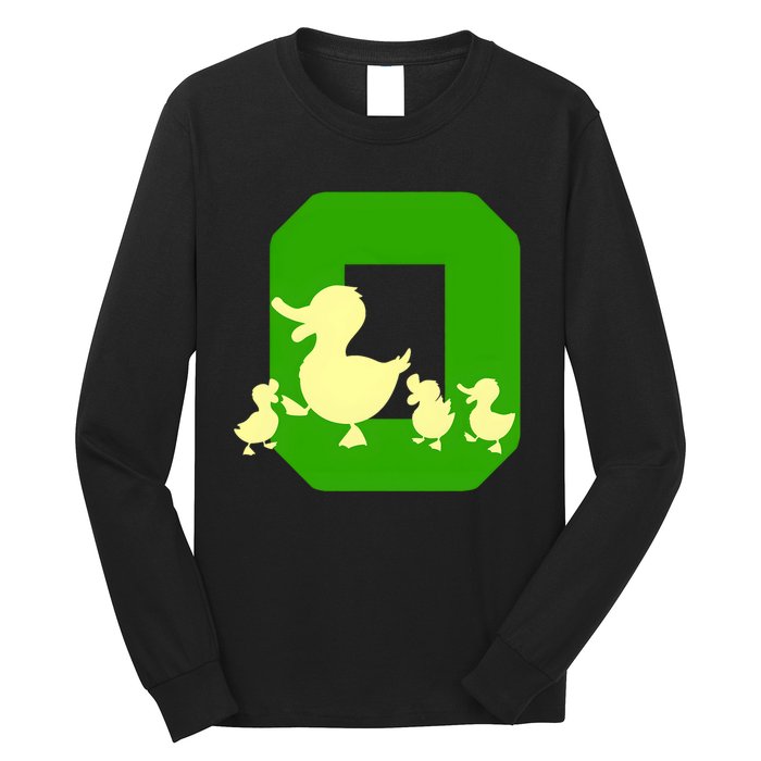 Oregon Duck Letter O Funny Oregon Yellow Duck Long Sleeve Shirt