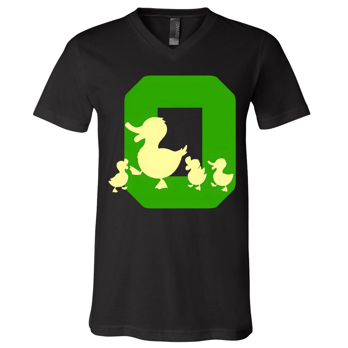 Oregon Duck Letter O Funny Oregon Yellow Duck V-Neck T-Shirt