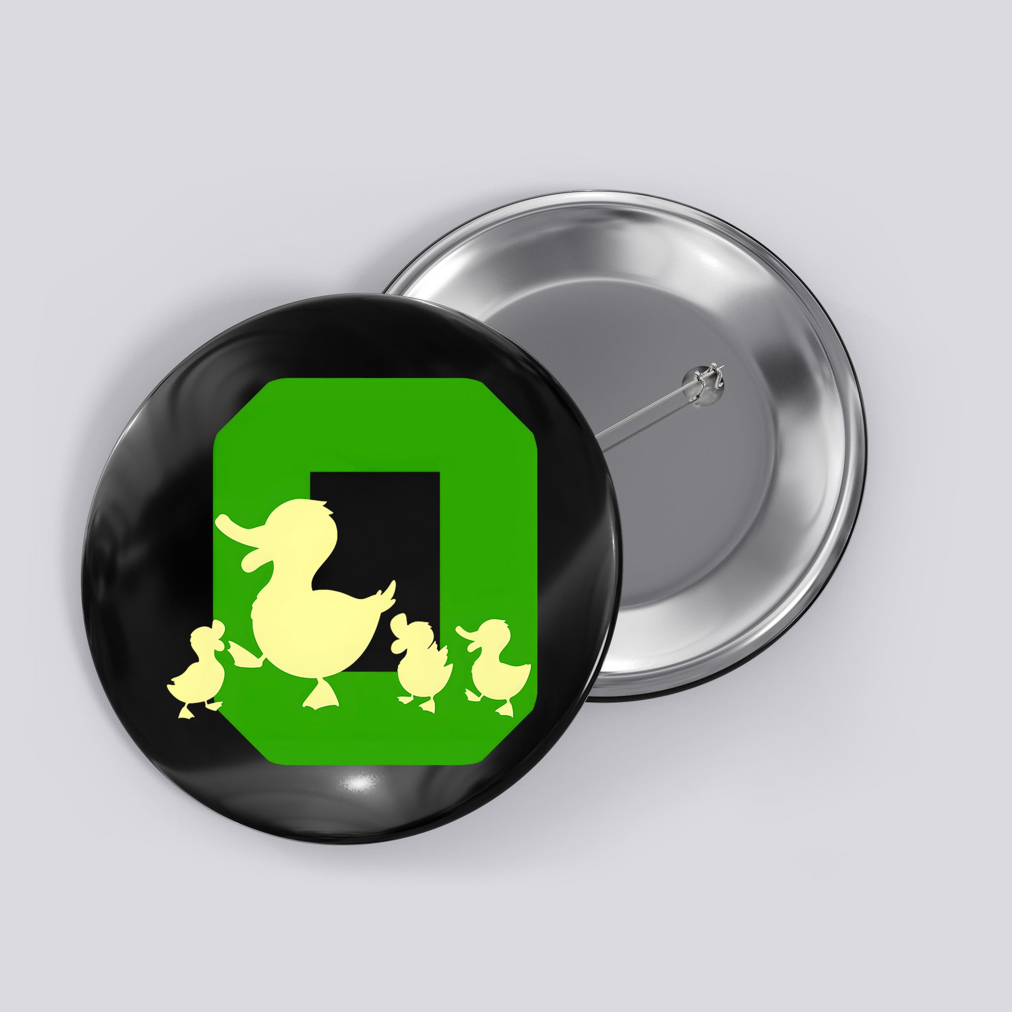 Oregon Duck Letter O Funny Oregon Yellow Duck Button