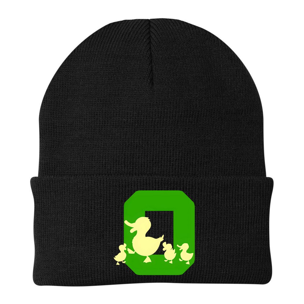 Oregon Duck Letter O Funny Oregon Yellow Duck Beanie