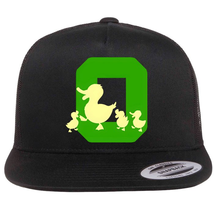 Oregon Duck Letter O Funny Oregon Yellow Duck Flat Bill Trucker Hat