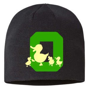 Oregon Duck Letter O Funny Oregon Yellow Duck Sustainable Beanie