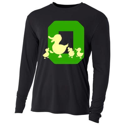 Oregon Duck Letter O Funny Oregon Yellow Duck Cooling Performance Long Sleeve Crew