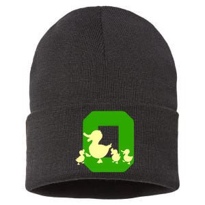 Oregon Duck Letter O Funny Oregon Yellow Duck Sustainable Knit Beanie