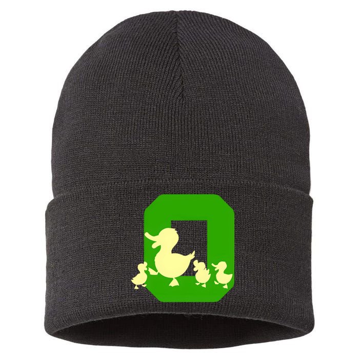 Oregon Duck Letter O Funny Oregon Yellow Duck Sustainable Knit Beanie