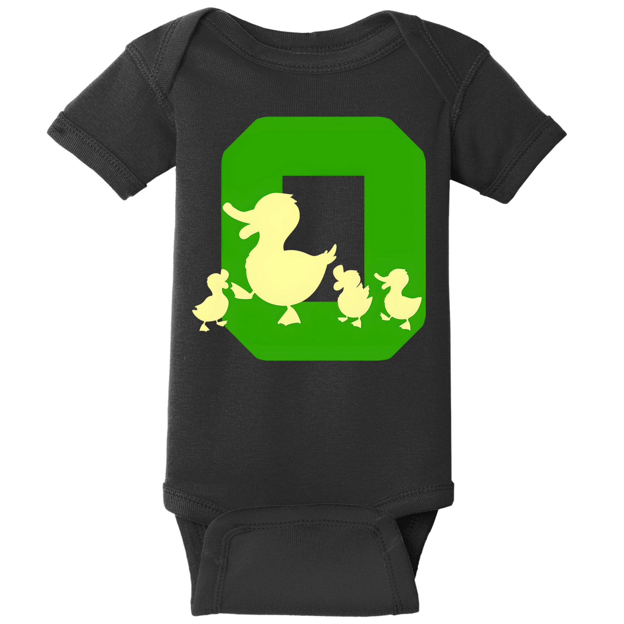 Oregon Duck Letter O Funny Oregon Yellow Duck Baby Bodysuit
