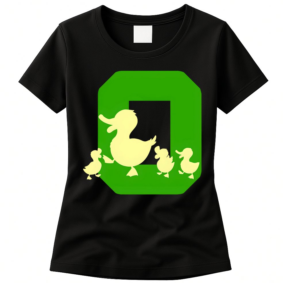 Oregon Duck Letter O Funny Oregon Yellow Duck Womens T-Shirt