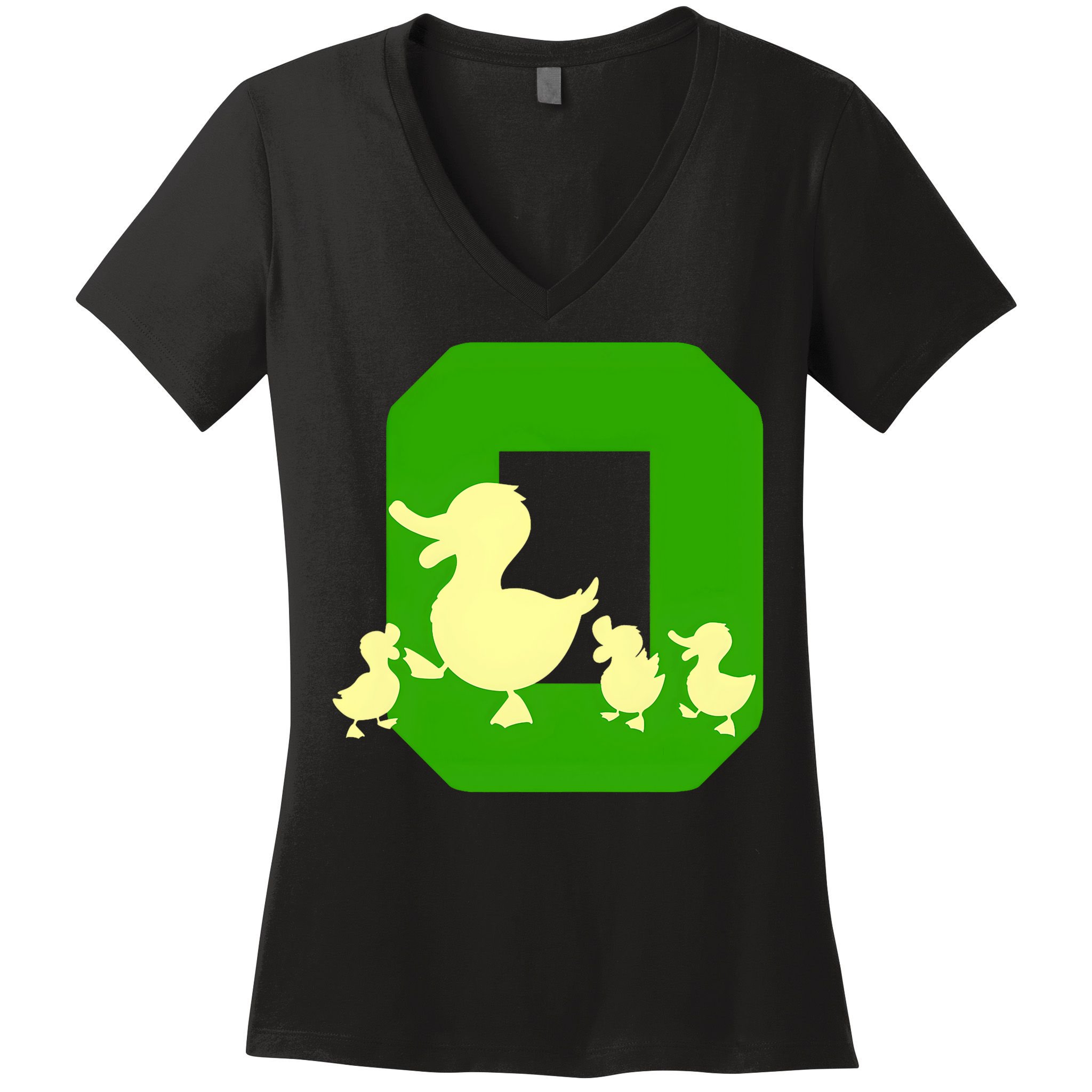 Oregon Duck Letter O Funny Oregon Yellow Duck Women's V-Neck T-Shirt