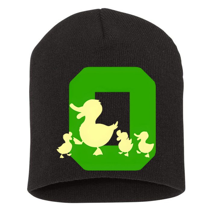 Oregon Duck Letter O Funny Oregon Yellow Duck Short Acrylic Beanie