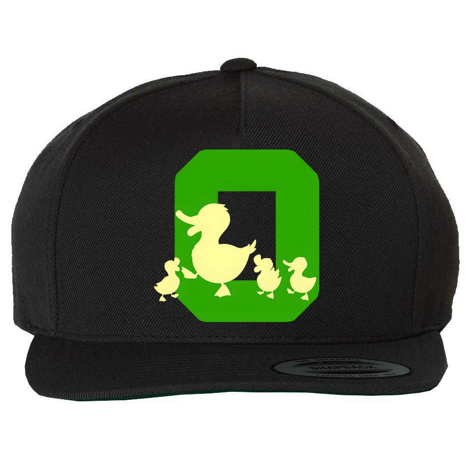 Oregon Duck Letter O Funny Oregon Yellow Duck Wool Snapback Cap
