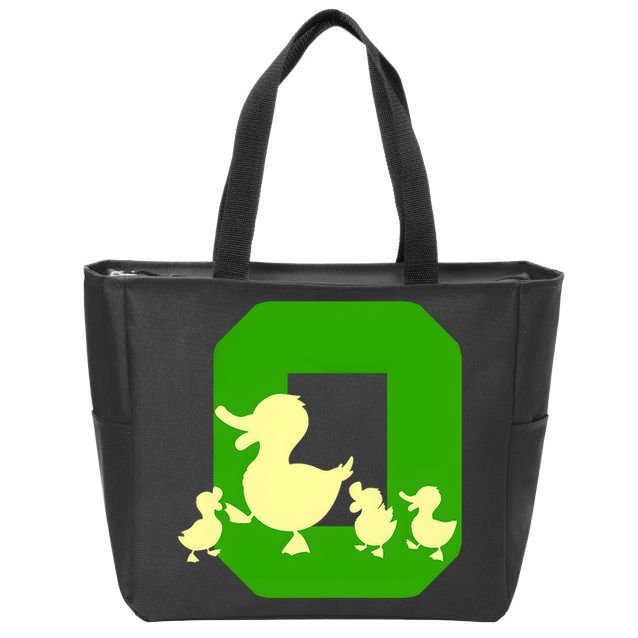 Oregon Duck Letter O Funny Oregon Yellow Duck Zip Tote Bag