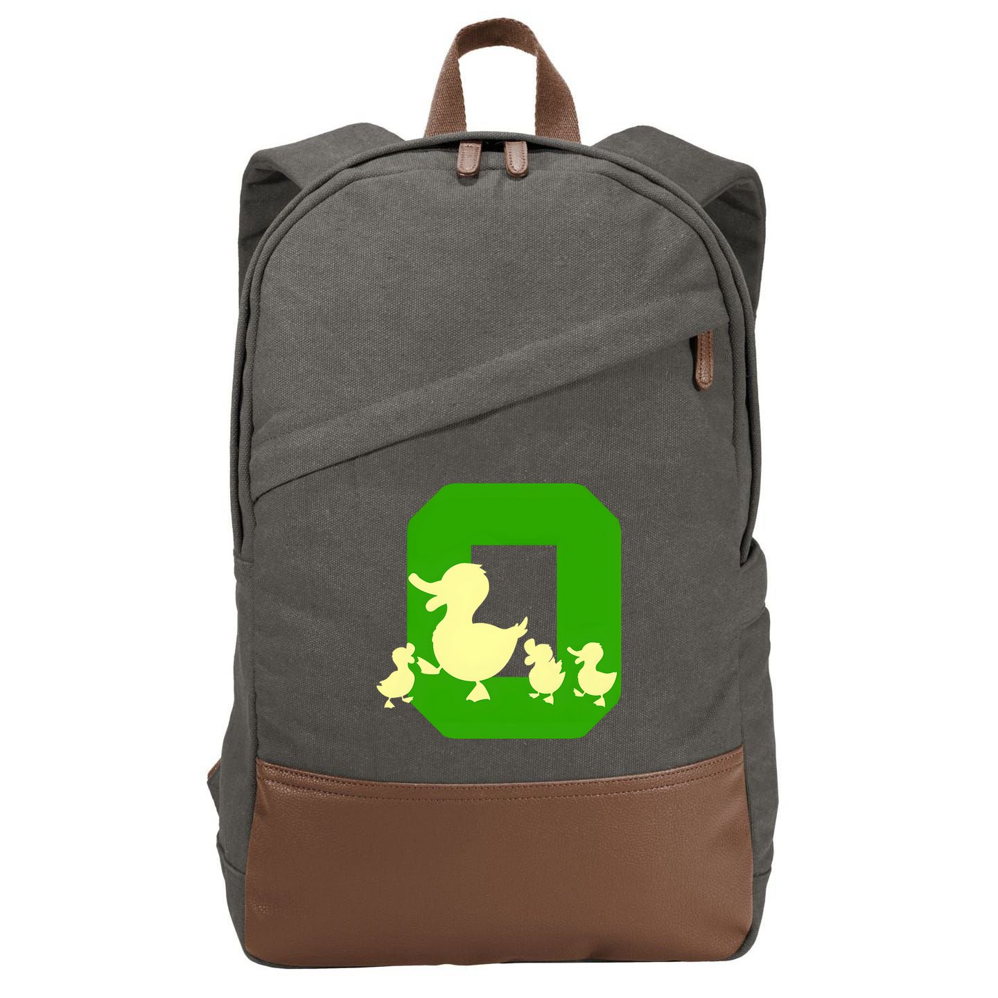 Oregon Duck Letter O Funny Oregon Yellow Duck Cotton Canvas Backpack