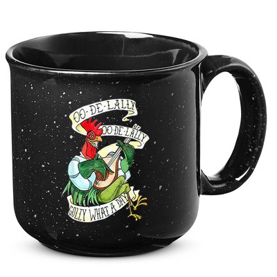 OO DE LALLY GOLLY What A Day Rooster Playing Guitar 15oz Campfire Ceramic Mug