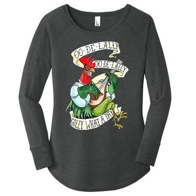 OO DE LALLY GOLLY What A Day Rooster Playing Guitar Women's Perfect Tri Tunic Long Sleeve Shirt