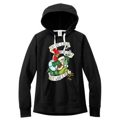 OO DE LALLY GOLLY What A Day Rooster Playing Guitar Women's Fleece Hoodie