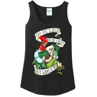 OO DE LALLY GOLLY What A Day Rooster Playing Guitar Ladies Essential Tank