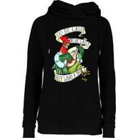 OO DE LALLY GOLLY What A Day Rooster Playing Guitar Womens Funnel Neck Pullover Hood