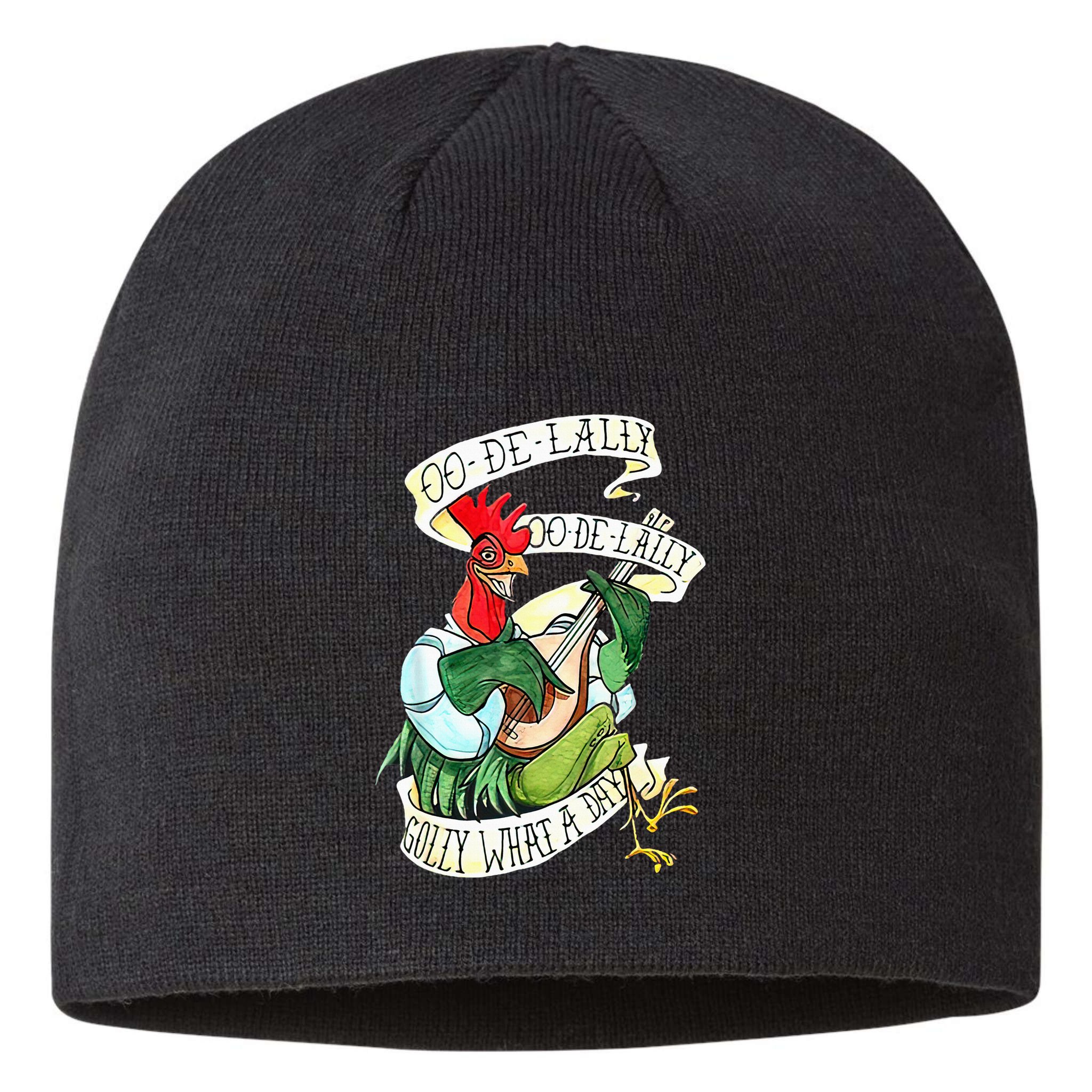 OO DE LALLY GOLLY What A Day Rooster Playing Guitar Sustainable Beanie