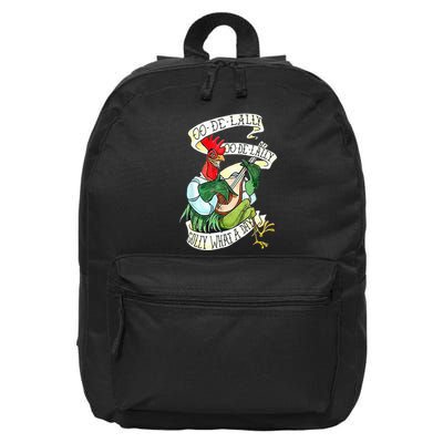 OO DE LALLY GOLLY What A Day Rooster Playing Guitar 16 in Basic Backpack