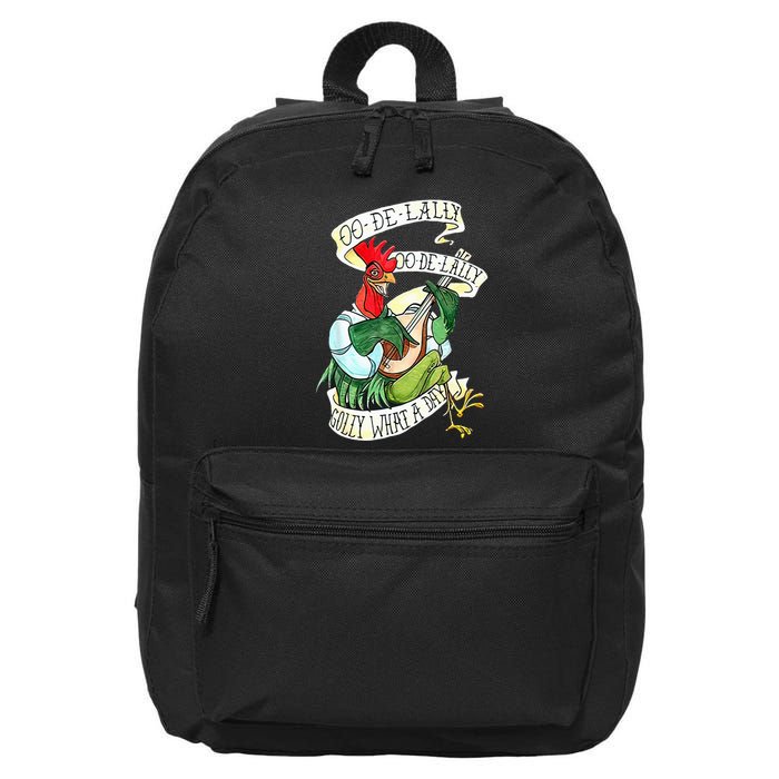 OO DE LALLY GOLLY What A Day Rooster Playing Guitar 16 in Basic Backpack
