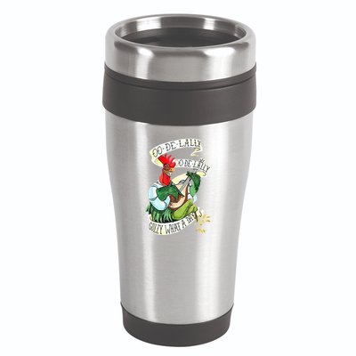 OO DE LALLY GOLLY What A Day Rooster Playing Guitar 16oz Travel Tumbler