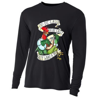 OO DE LALLY GOLLY What A Day Rooster Playing Guitar Cooling Performance Long Sleeve Crew