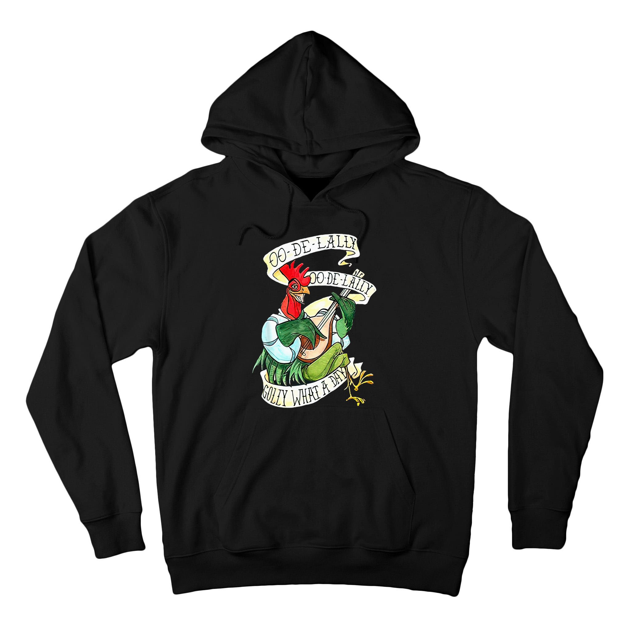 OO DE LALLY GOLLY What A Day Rooster Playing Guitar Tall Hoodie