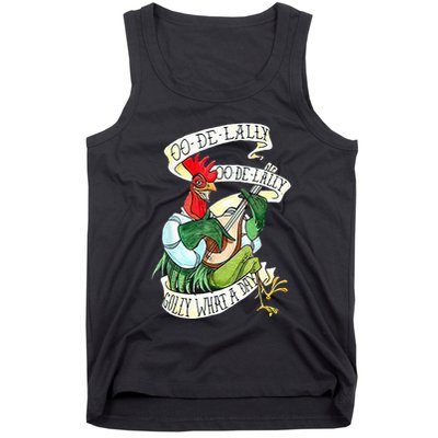 OO DE LALLY GOLLY What A Day Rooster Playing Guitar Tank Top